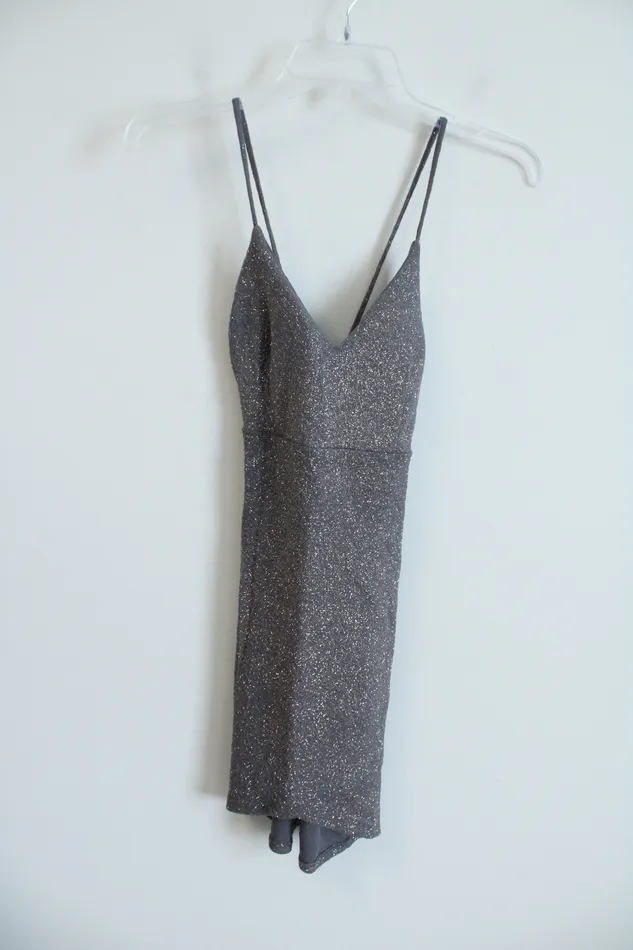 Windsor Gray Shimmer Mini Dress S Windsor Earrings