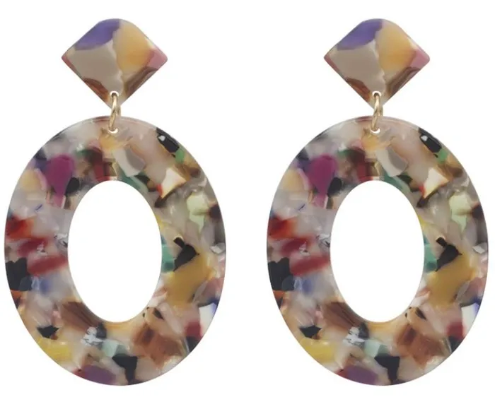 Earrings polly E816 Multi Color Oval Acrylic Earrings