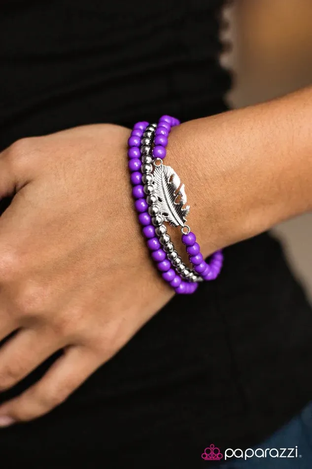 Bracelets Paparazzi Jewelry Paparazzi Bracelet Round The FLOCK Purple