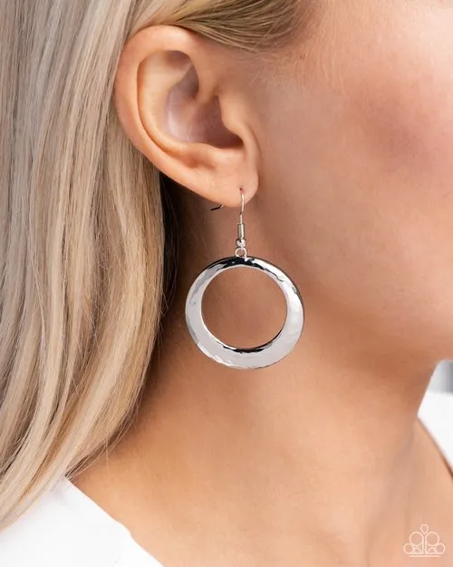 Earrings Paparazzi Earring Retro Radius Silver Paparazzi Jewelry