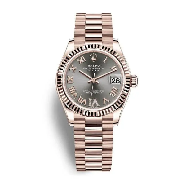 Rolex Datejust 31mm Ref 2782750033 Rhodium Grey Dial 18K Rose Gold President Bracelet Womens Watch Rolex Bracelets