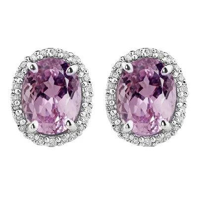 GB Earrings White Gold 14K Pink Kunzite Natural Earth Mined Diamond 3510 Carats Stud Earrings New GB Earrings White Gold 14K Pink Kunzite Natural Earth Mined Diamond 3510 Carats Stud Earrings New