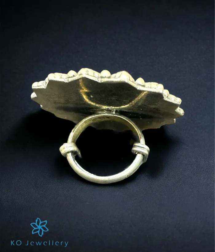Jaipur Rings The Avyukta Handpainted Silver Statement Open Finger Ring