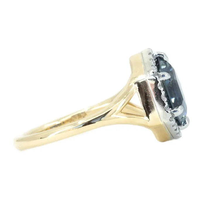 Anueva Jewelry Rings 331ct Blue Hexagon Montana Sapphire Split Shank Halo Ring