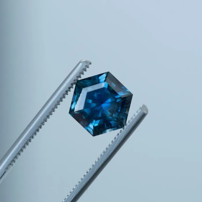 Anueva Jewelry Rings 331ct Blue Hexagon Montana Sapphire Split Shank Halo Ring