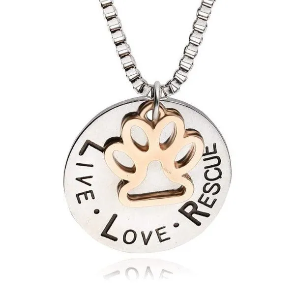 Necklaces CatCurio Pet Store LIVE LOVE RESCUE Paw Necklace