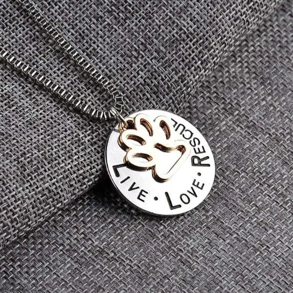 Necklaces CatCurio Pet Store LIVE LOVE RESCUE Paw Necklace