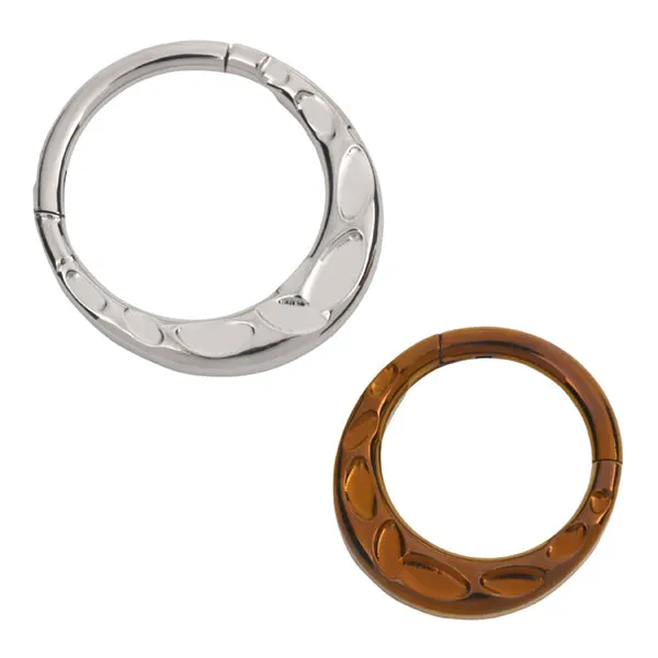 Rings Tulsa Body Jewelry Hammered Titanium Hinged Ring