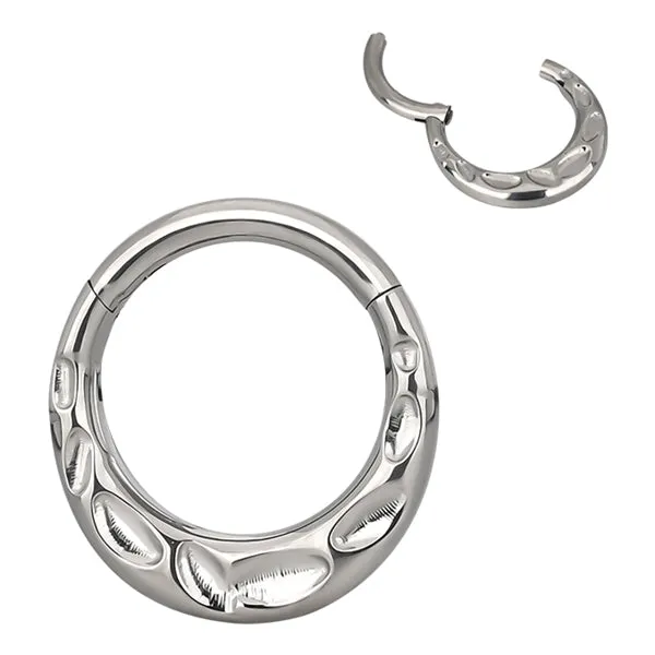 Rings Tulsa Body Jewelry Hammered Titanium Hinged Ring Rings Tulsa Body Jewelry Hammered Titanium Hinged Ring