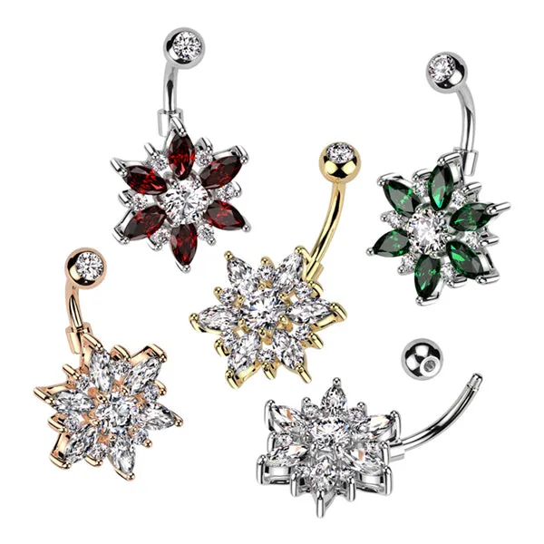Rings Tulsa Body Jewelry Marquise Flower Belly Ring