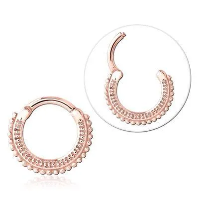 Tulsa Body Jewelry Rings Beaded Rose Gold Hinged Segment Ring