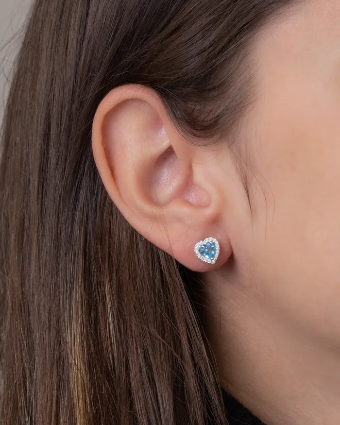 Zircon Aqua Heart Earring KOAY Silver Store Earrings