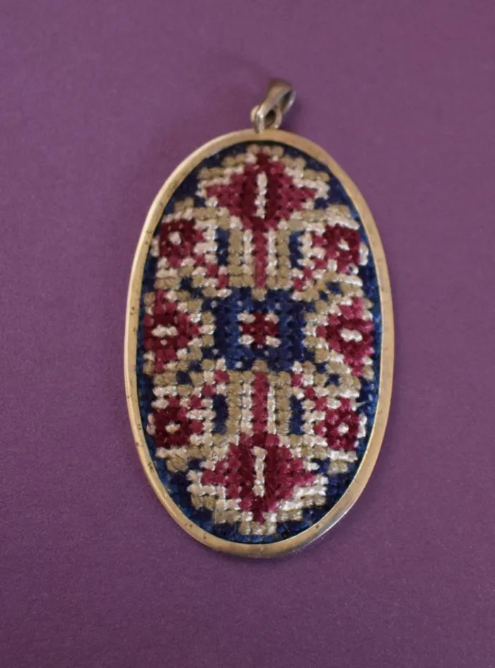 Arpi Avdalyan Necklaces Embroidered Silver Pendant with Armenian Ornaments Arpi Avdalyan Necklaces Embroidered Silver Pendant with Armenian Ornaments