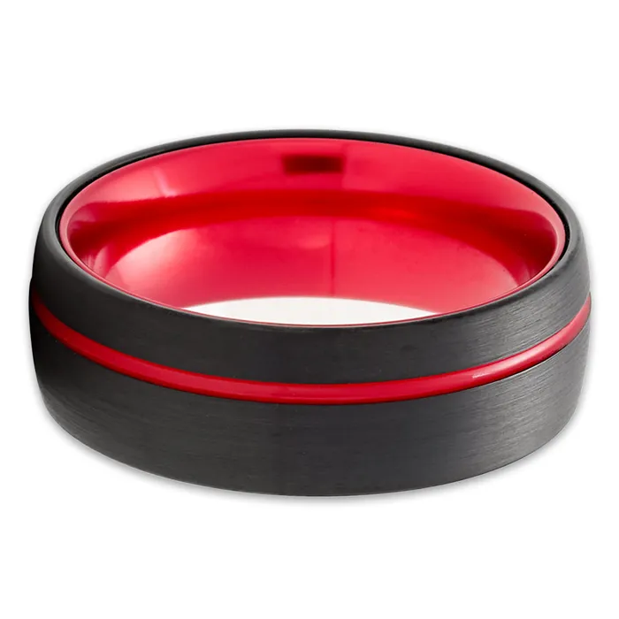 Clean Casting Jewelry Rings Black Tungsten Ring Red Tungsten Wedding Ring Red Wedding Band Wedding Ring