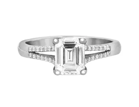 Complete Rings White Gold with 112 CTW Emerald Diamond Center Stone Classic Engagement Ring International Diamond Center Rings Complete Rings White Gold with 112 CTW Emerald Diamond Center Stone Classic Engagement Ring International Diamond Center Rings