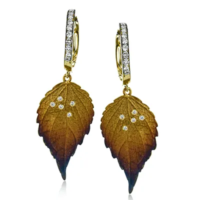 Earrings International Diamond Center Simon G de184 Fallen Leaves Earrings in 18k Gold with Diamonds Earrings International Diamond Center Simon G de184 Fallen Leaves Earrings in 18k Gold with Diamonds