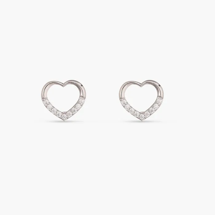SILVER Heart Silver CZ Studs Necklaces