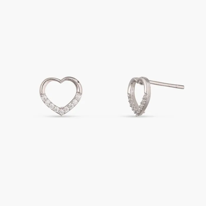 SILVER Heart Silver CZ Studs Necklaces