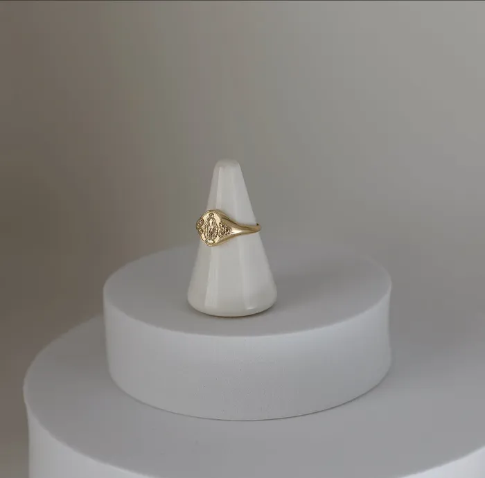 The Little Catholic Miraculous Medal Signet Ring in 14k Gold Rings