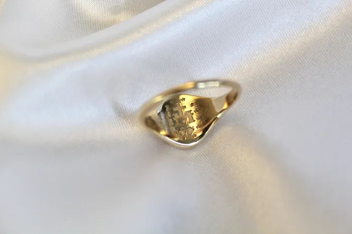 The Little Catholic Miraculous Medal Signet Ring in 14k Gold Rings
