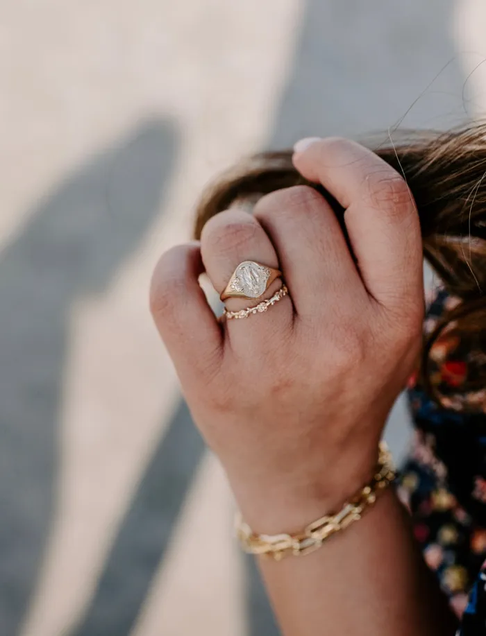 The Little Catholic Miraculous Medal Signet Ring in 14k Gold Rings