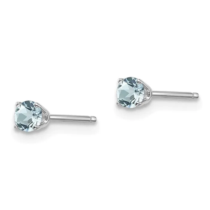 14k White Gold 3mm Aquamarine Stud Earrings Jewelry Earrings 14k White Gold 3mm Aquamarine Stud Earrings Jewelry Earrings