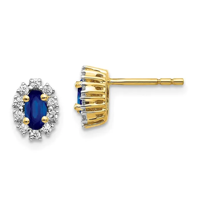 14k Yellow Gold Diamond Sapphire Earrings Jewelry Earrings