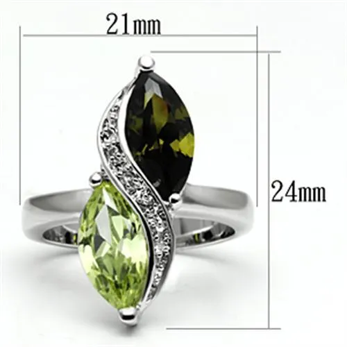 3W033 Rhodium Brass Ring with AAA Grade CZ in Multi Color Alamode Rings