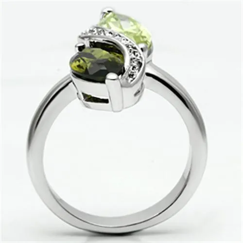 3W033 Rhodium Brass Ring with AAA Grade CZ in Multi Color Alamode Rings