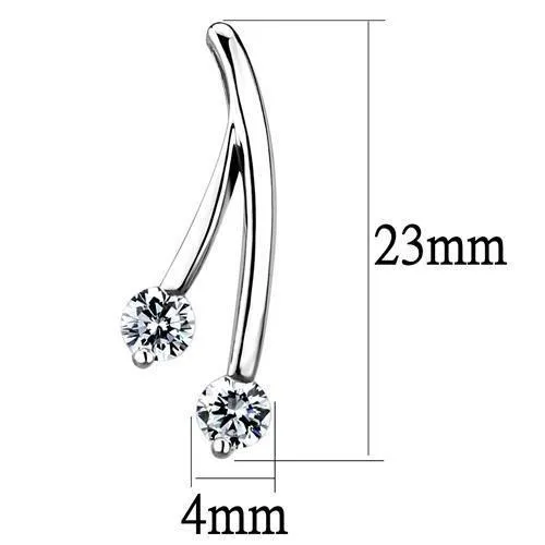 3W1356 Rhodium Brass Earrings with AAA Grade CZ in Clear Alamode Earrings