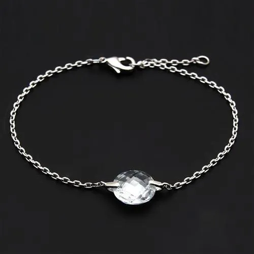 Alamode Bracelets 3W066 Rhodium Brass Bracelet with AAA Grade CZ in Clear