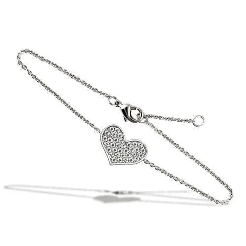 Alamode Bracelets 3W067 Rhodium Brass Bracelet with AAA Grade CZ in Clear
