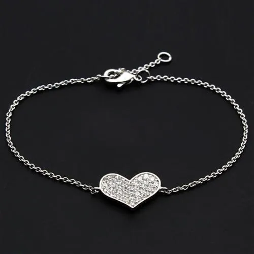 Alamode Bracelets 3W067 Rhodium Brass Bracelet with AAA Grade CZ in Clear