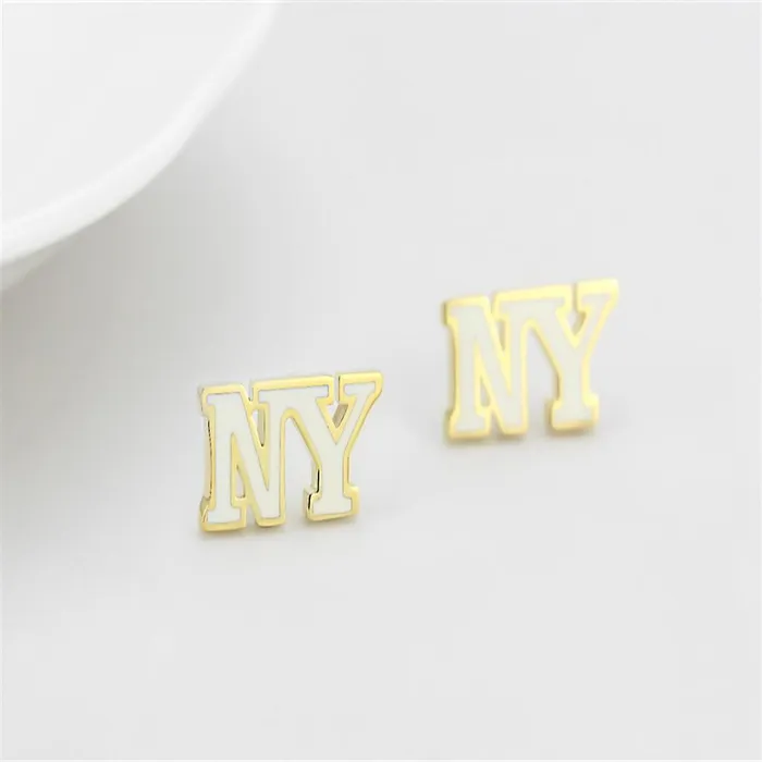 Alamode LO4666 Gold Brass Earrings with Epoxy in White Earrings