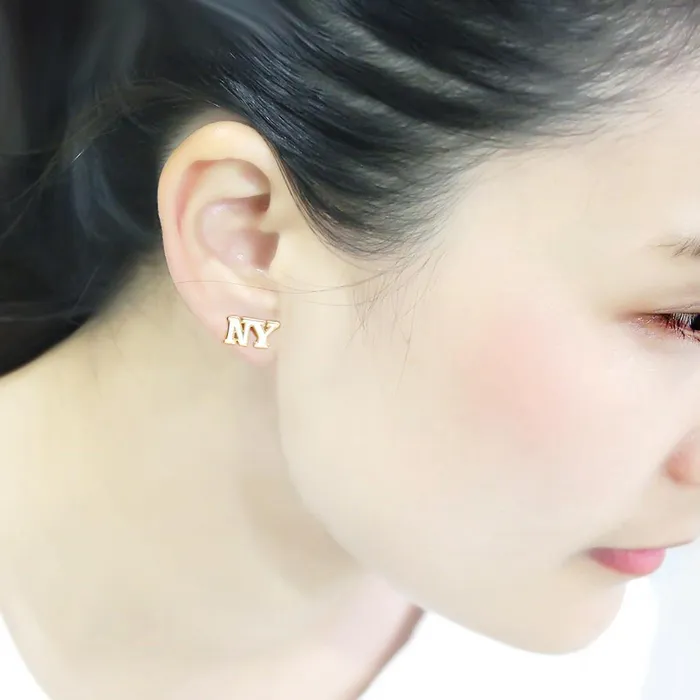 Alamode LO4666 Gold Brass Earrings with Epoxy in White Earrings