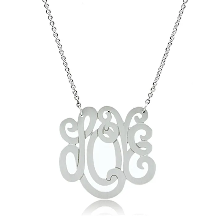 Alamode Necklaces LO3473 Rhodium Brass Chain Pendant with No Stone