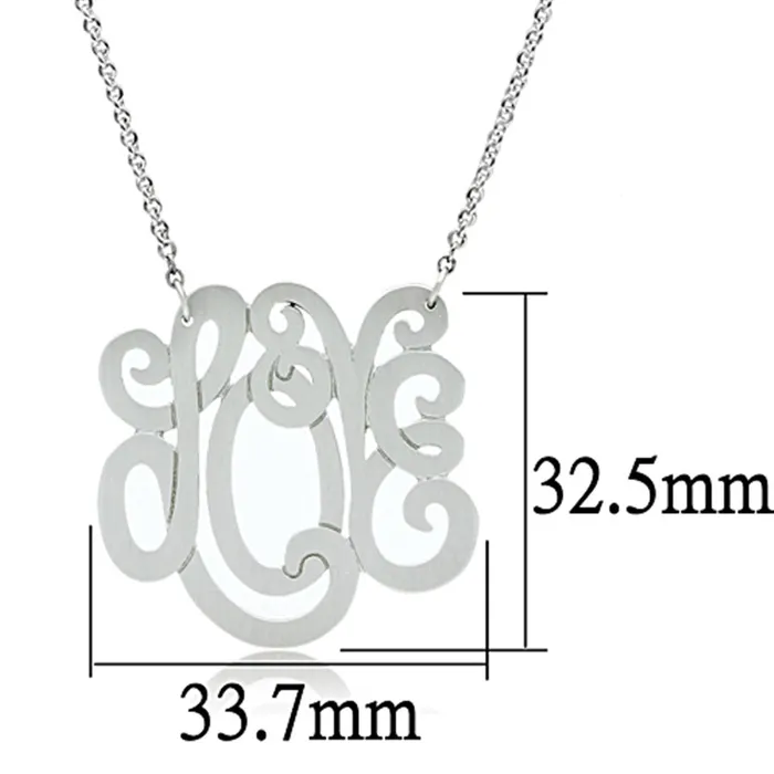 Alamode Necklaces LO3473 Rhodium Brass Chain Pendant with No Stone