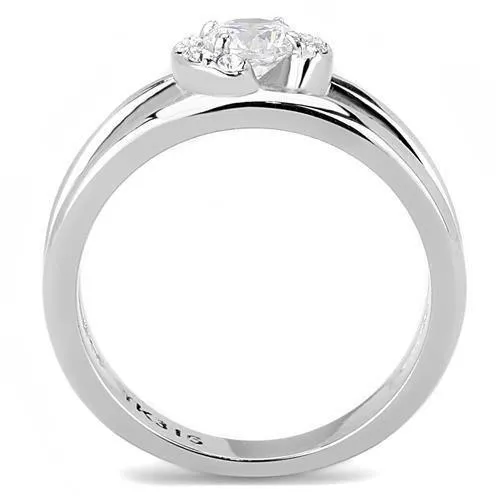 Alamode Rings TK3245 High polished no plating Stainless Steel Ring with AAA Grade CZ in Clear