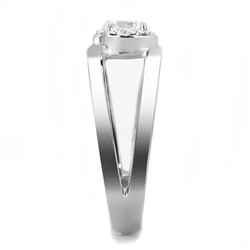 Alamode Rings TK3245 High polished no plating Stainless Steel Ring with AAA Grade CZ in Clear