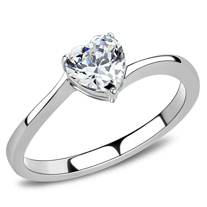 Alamode TK3434 High polished no plating Stainless Steel Ring with AAA Grade CZ in Clear Rings Alamode TK3434 High polished no plating Stainless Steel Ring with AAA Grade CZ in Clear Rings