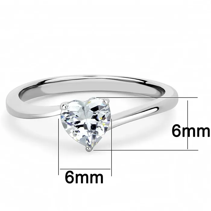 Alamode TK3434 High polished no plating Stainless Steel Ring with AAA Grade CZ in Clear Rings