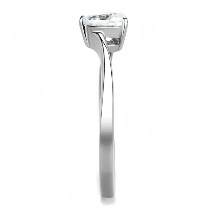 Alamode TK3434 High polished no plating Stainless Steel Ring with AAA Grade CZ in Clear Rings