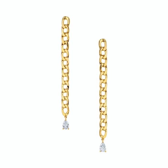 anitako Earrings CHAIN LINK EARRINGS WITH PEAR DIAMOND DROPS