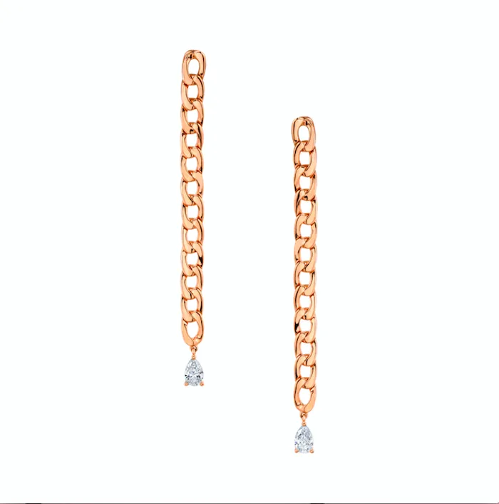 anitako Earrings CHAIN LINK EARRINGS WITH PEAR DIAMOND DROPS