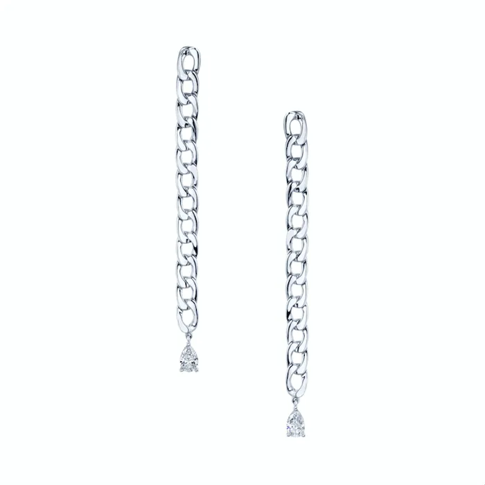 anitako Earrings CHAIN LINK EARRINGS WITH PEAR DIAMOND DROPS