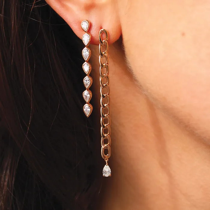 anitako Earrings CHAIN LINK EARRINGS WITH PEAR DIAMOND DROPS