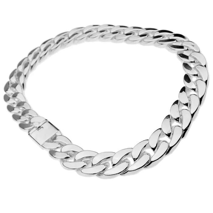 Bling Cartel Admin Necklaces Silver Tone 18 x 18MM Plain Cuban Link Chain Necklace
