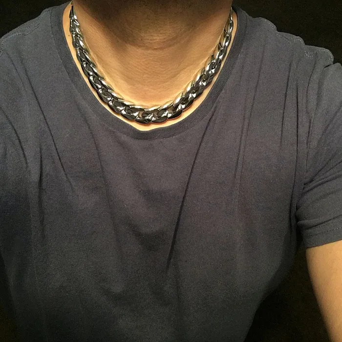 Bling Cartel Admin Necklaces Silver Tone 18 x 18MM Plain Cuban Link Chain Necklace