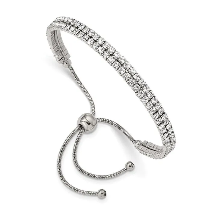 Bracelets Chisel Stainless Steel Polished Preciosa Crystal Adjustable Bracelet Bracelets Chisel Stainless Steel Polished Preciosa Crystal Adjustable Bracelet