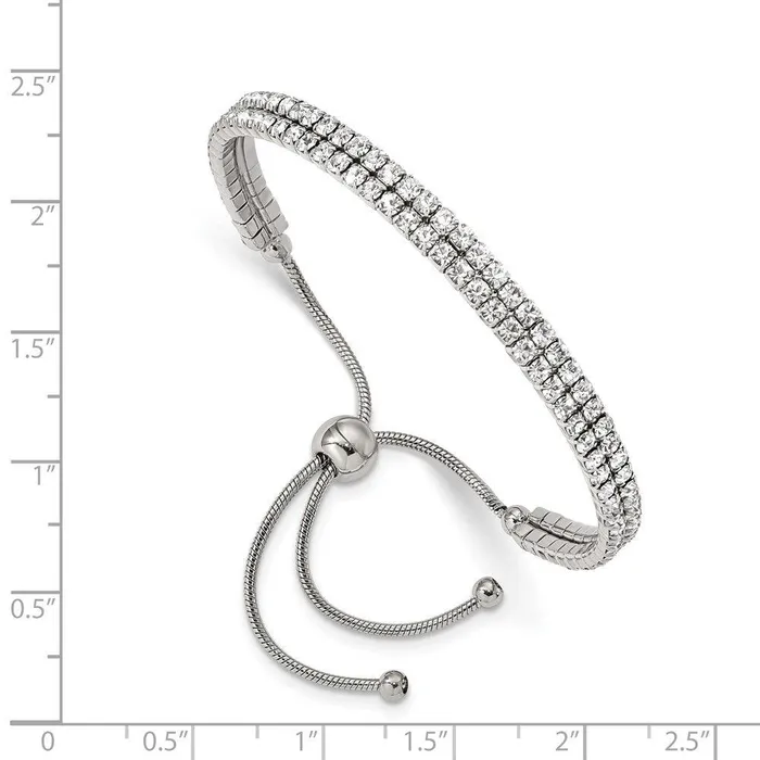 Bracelets Chisel Stainless Steel Polished Preciosa Crystal Adjustable Bracelet Bracelets Chisel Stainless Steel Polished Preciosa Crystal Adjustable Bracelet